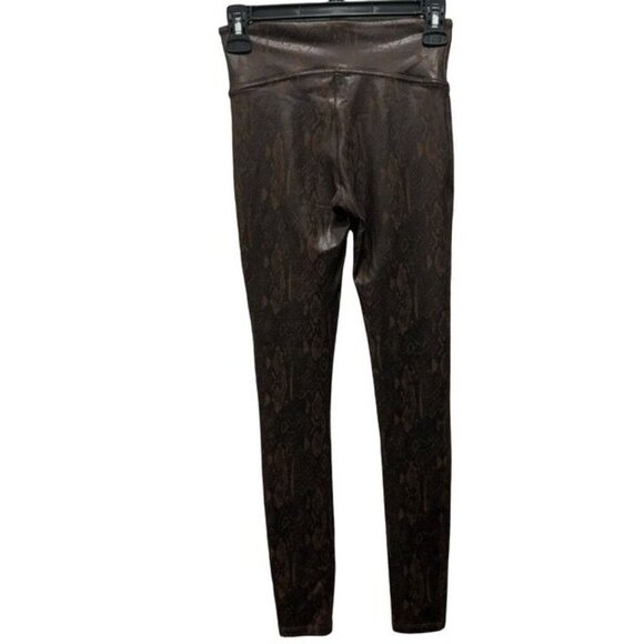 Spanx  Womens Faux Leather Snake Print Leggings Size Small Brown - Picture 5 of 9